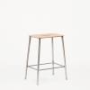 Adam Stool - H500 Raw Steel - Natural Leather Seat