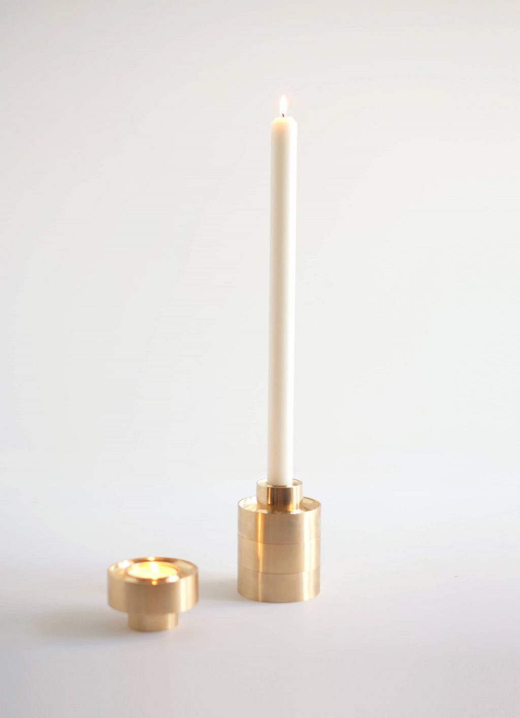 Fort Standard - Stacking Candle Holder - set of two - brass