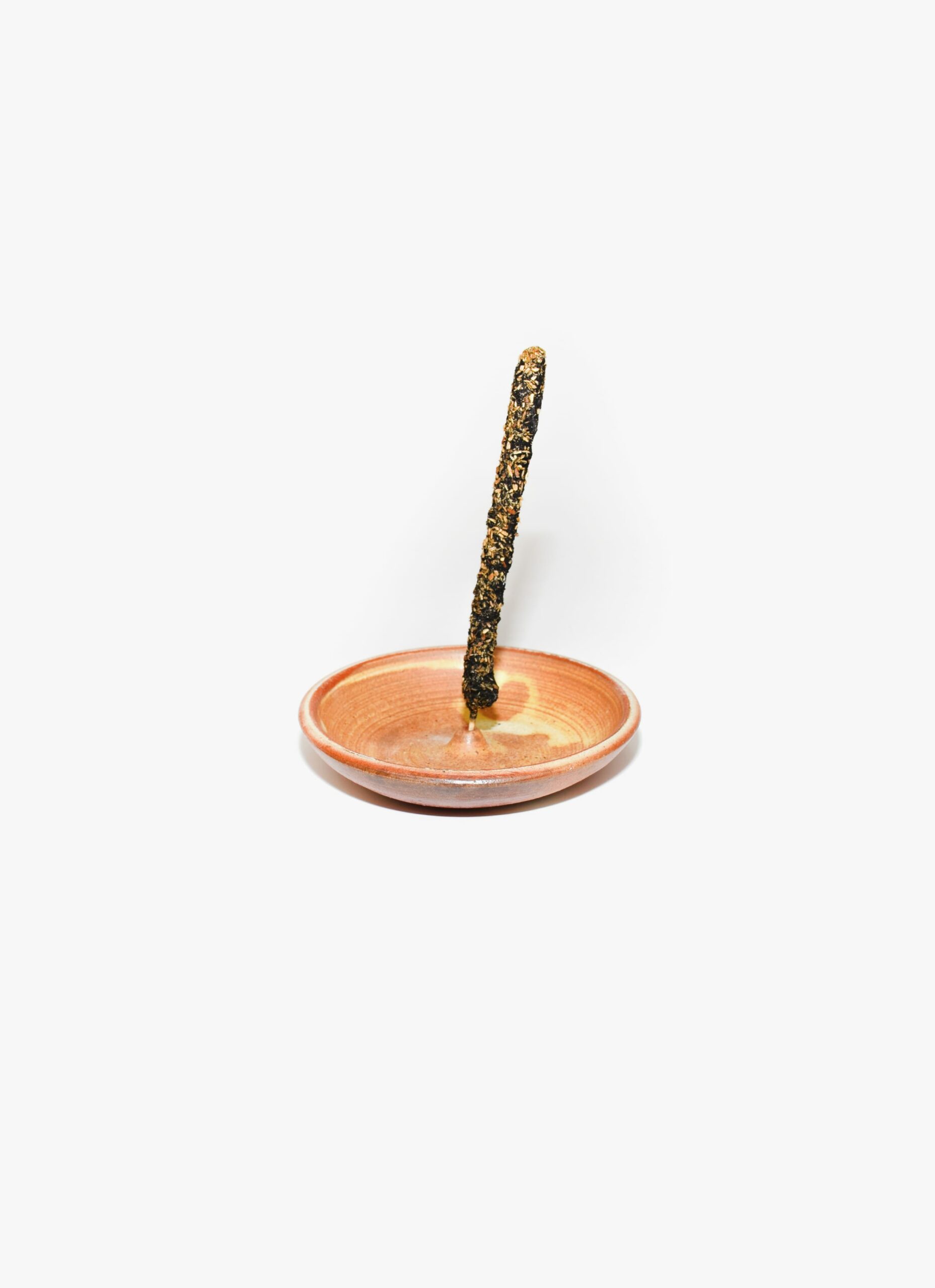 Incausa - Handmade wood fired Stoneware - Incense Holder - yellow - orange