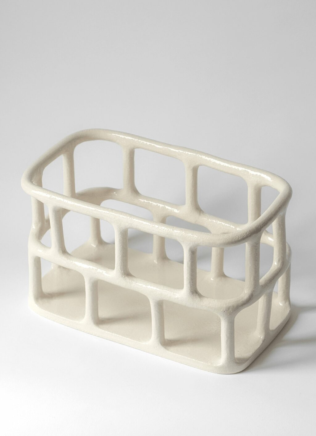 Solenne Belloir- Rectangle Basket - Glazed Stoneware - White