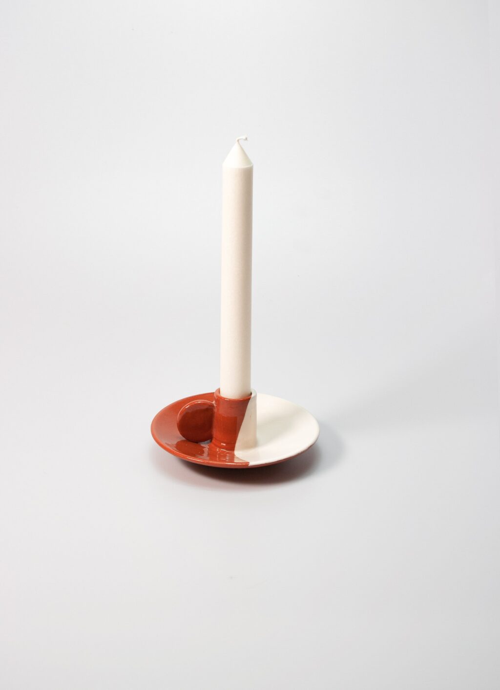 Casa Cubista - Dipped Candle Holder - Terracotta and White