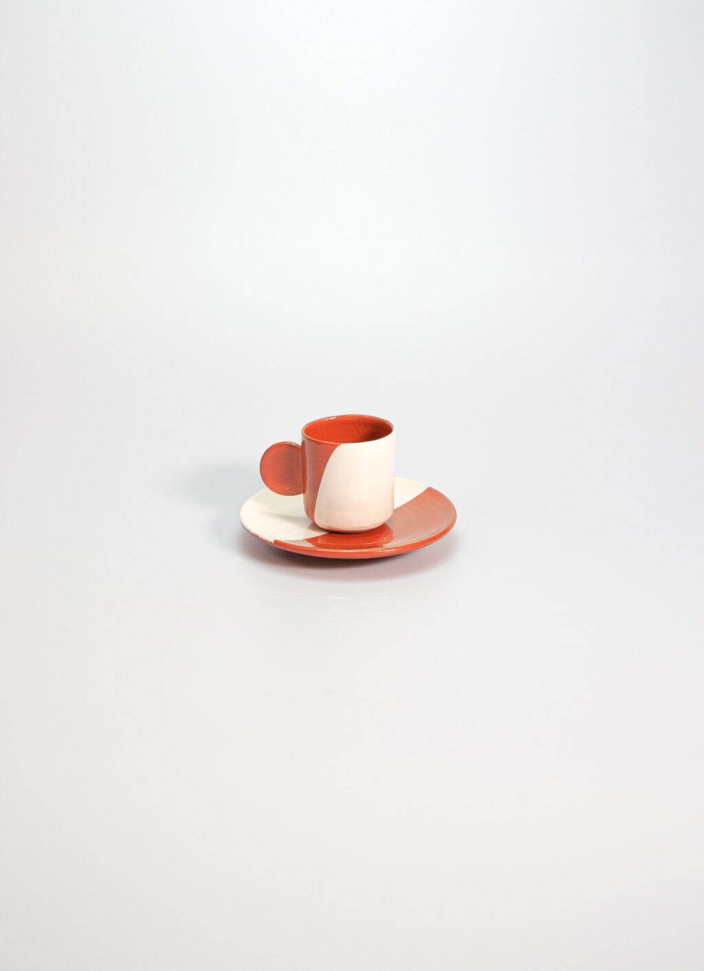 Casa Cubista - Dipped Espresso Cup and Saucer - Terracotta and White