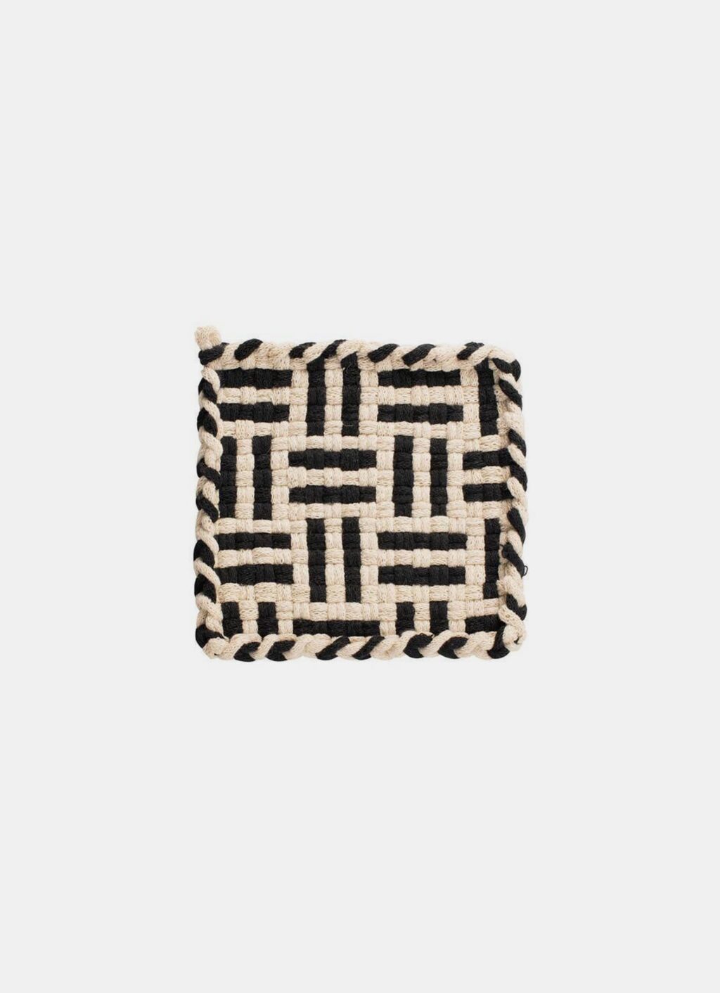Kate Kilmurray - Handwoven Potholder - Forest Collection - Flax and Black