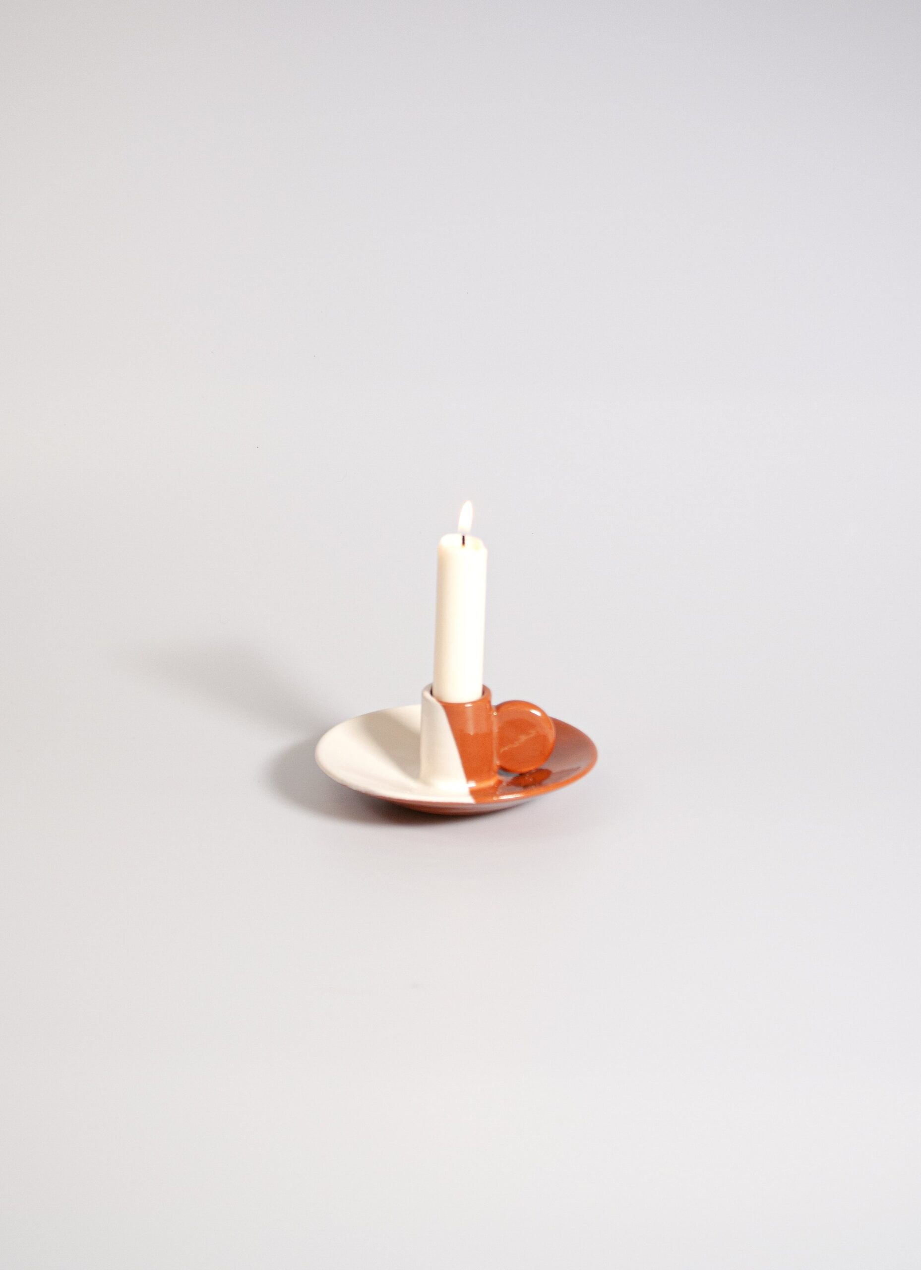 Casa Cubista - Dipped Candle Holder - Terracotta and White