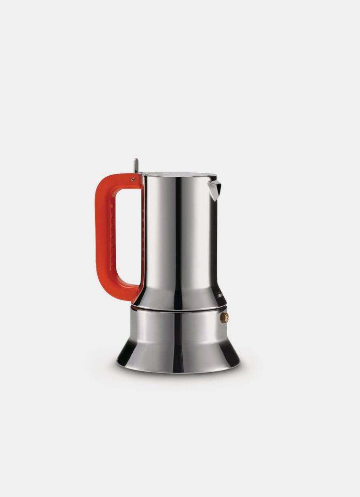 Alessi - 9090 manico forato - Espresso maker - Richard Sapper - 3 cups - Stainless Steel - Induction