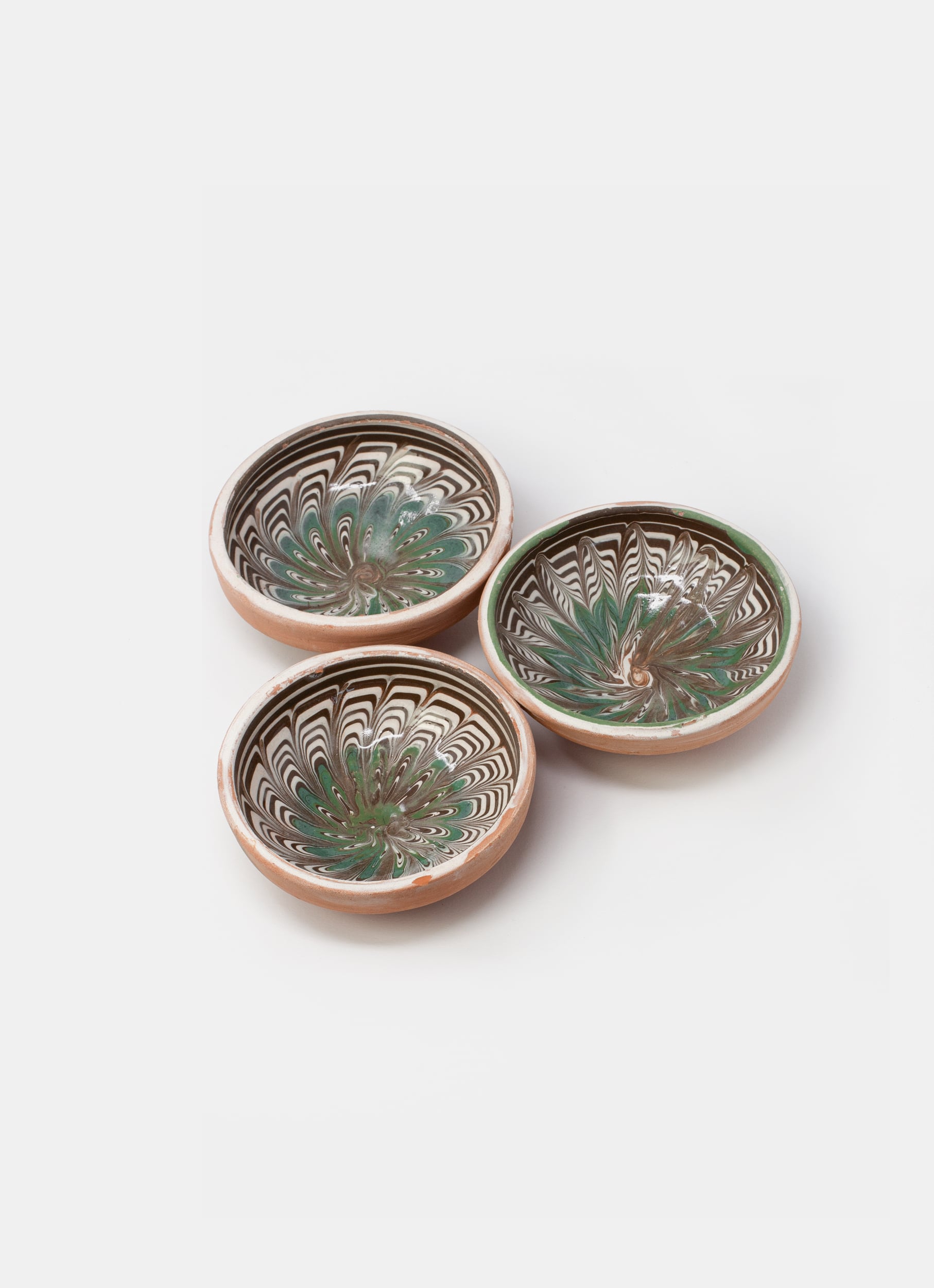 Horezu Ceramics - Handmade Romanian Stoneware - Little bowl - greens