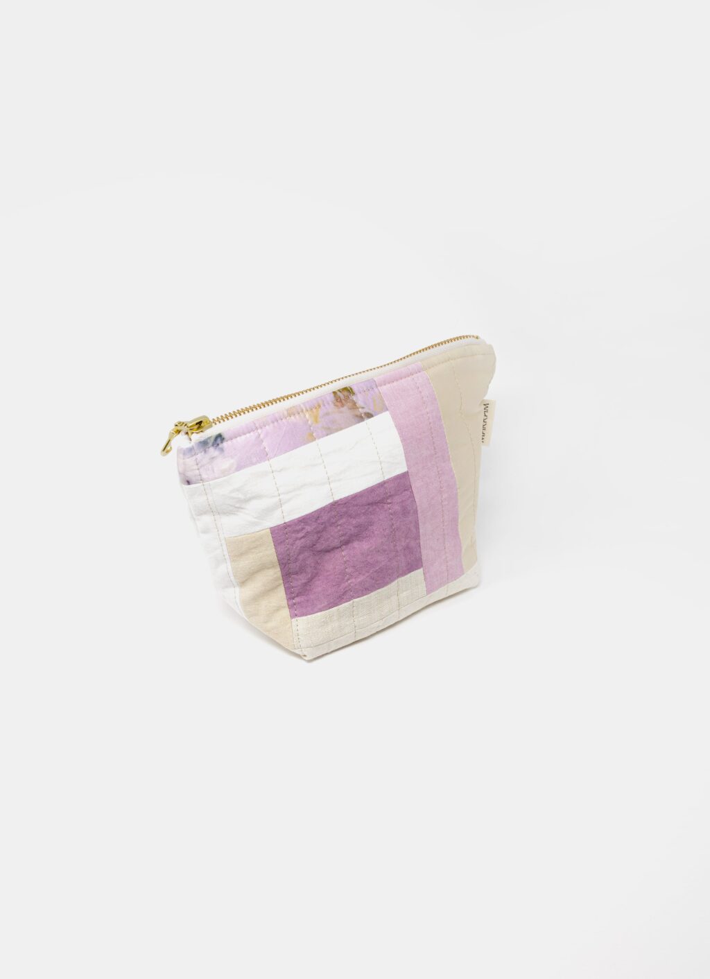 Marram - Patchwork Zipper Pouch - Plant dyed - Meadows collection - Warm pinks and Lavender tones