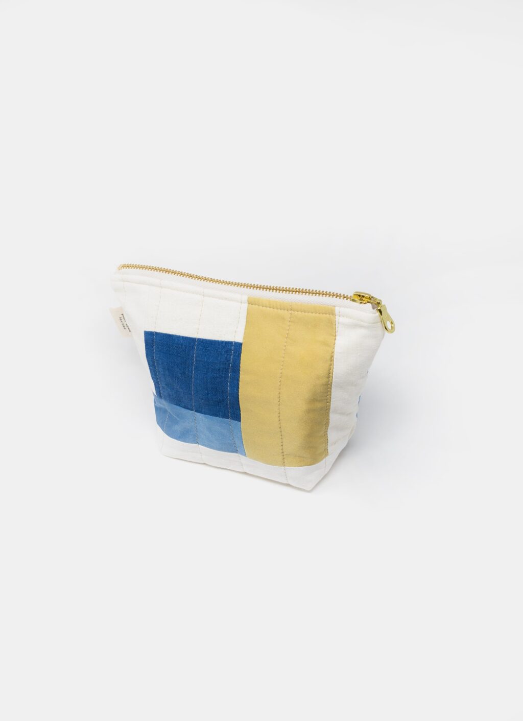 Marram - Patchwork Zipper Pouch - Plant dyed - Meadows collection - Indigo and blue tones
