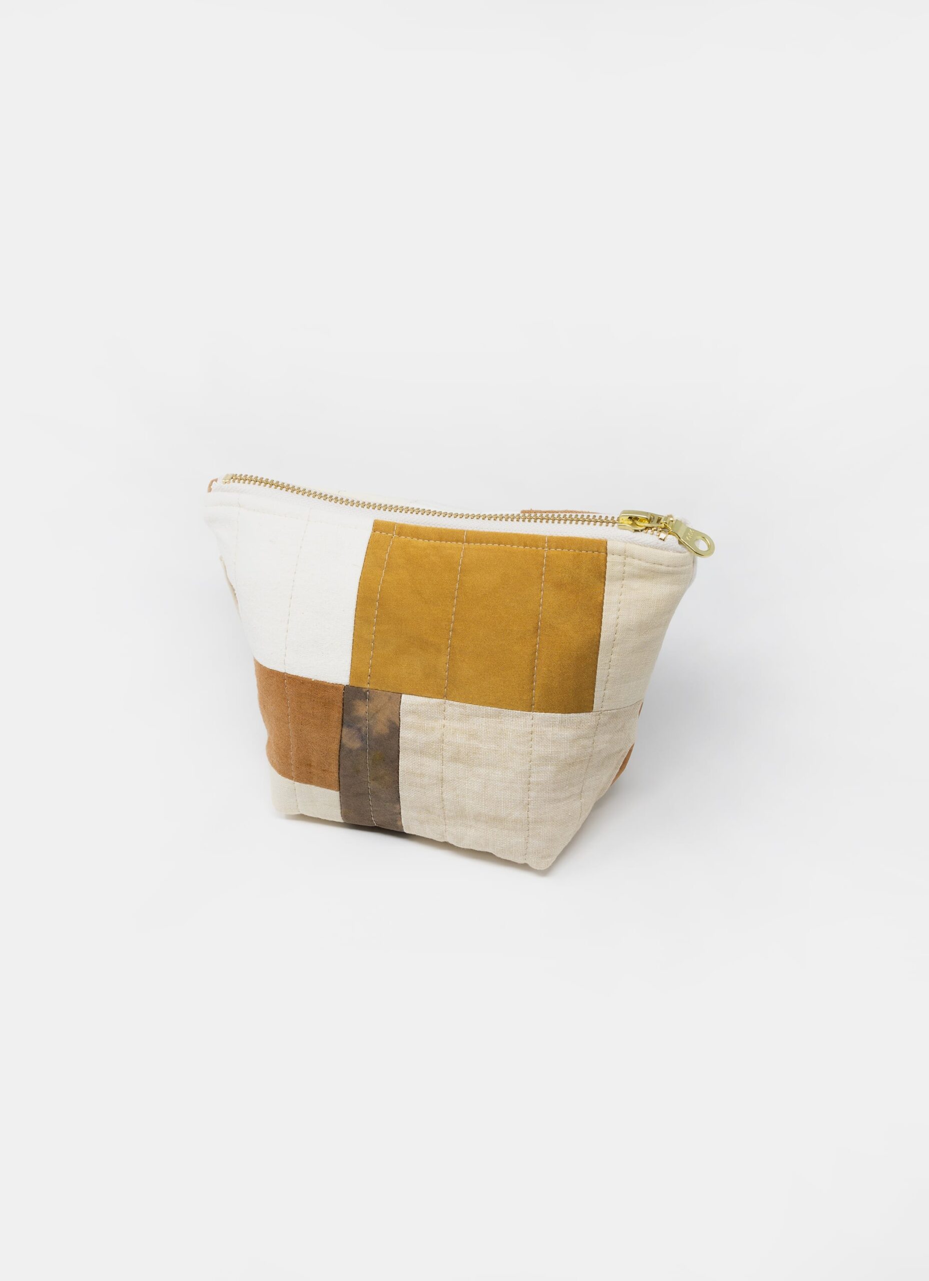 Marram - Patchwork Zipper Pouch - Plant dyed - Meadows collection - Earth tones