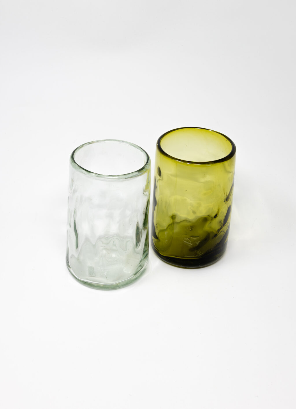 La Muerte Tiene Permiso - Night Lights of Mexico City- Handblown Recycled Glass - Highball Glass Tumbler - Olive Green