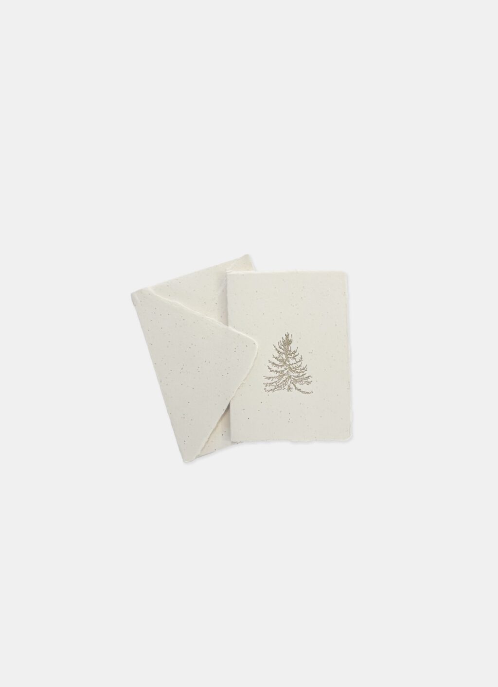 Eliv Rosenkranz - Handmade White Paper with Gold Glitter - Folded Letterpress Card with Envelope - Christmas Tree