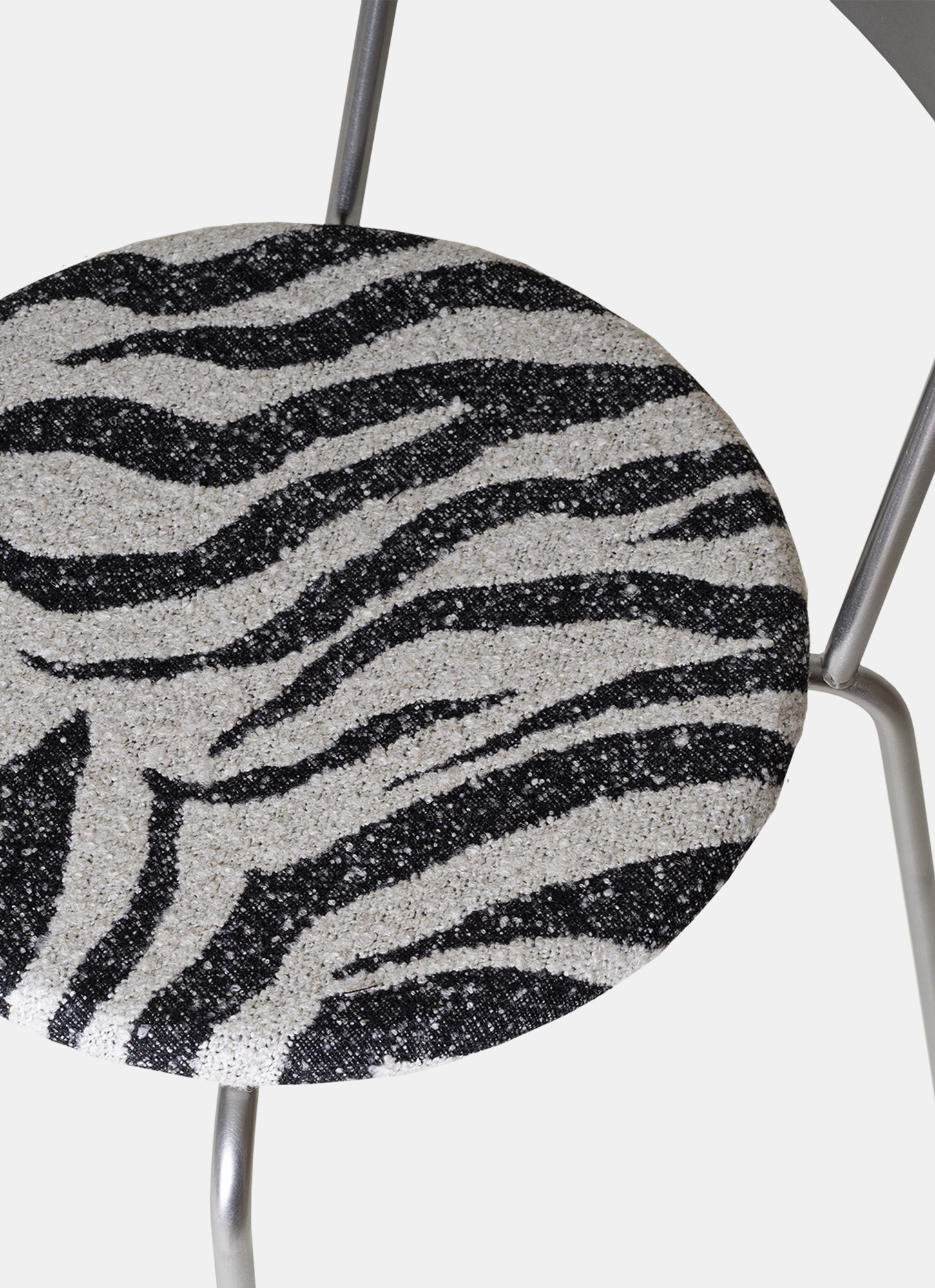 Frama - Petit Rond Chair - Stainless Steel - Zebra Fabric