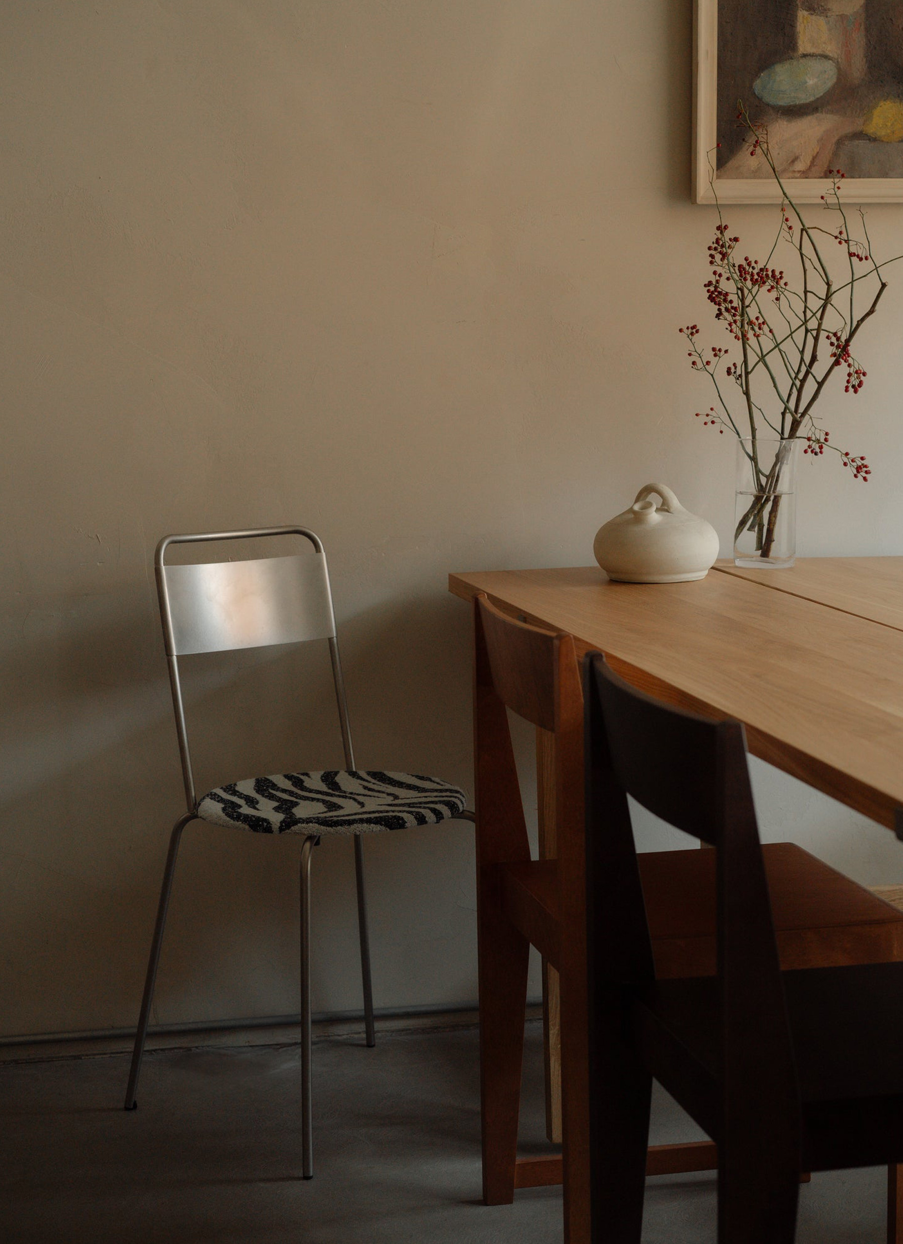 Frama - Petit Rond Chair - Stainless Steel - Zebra Fabric