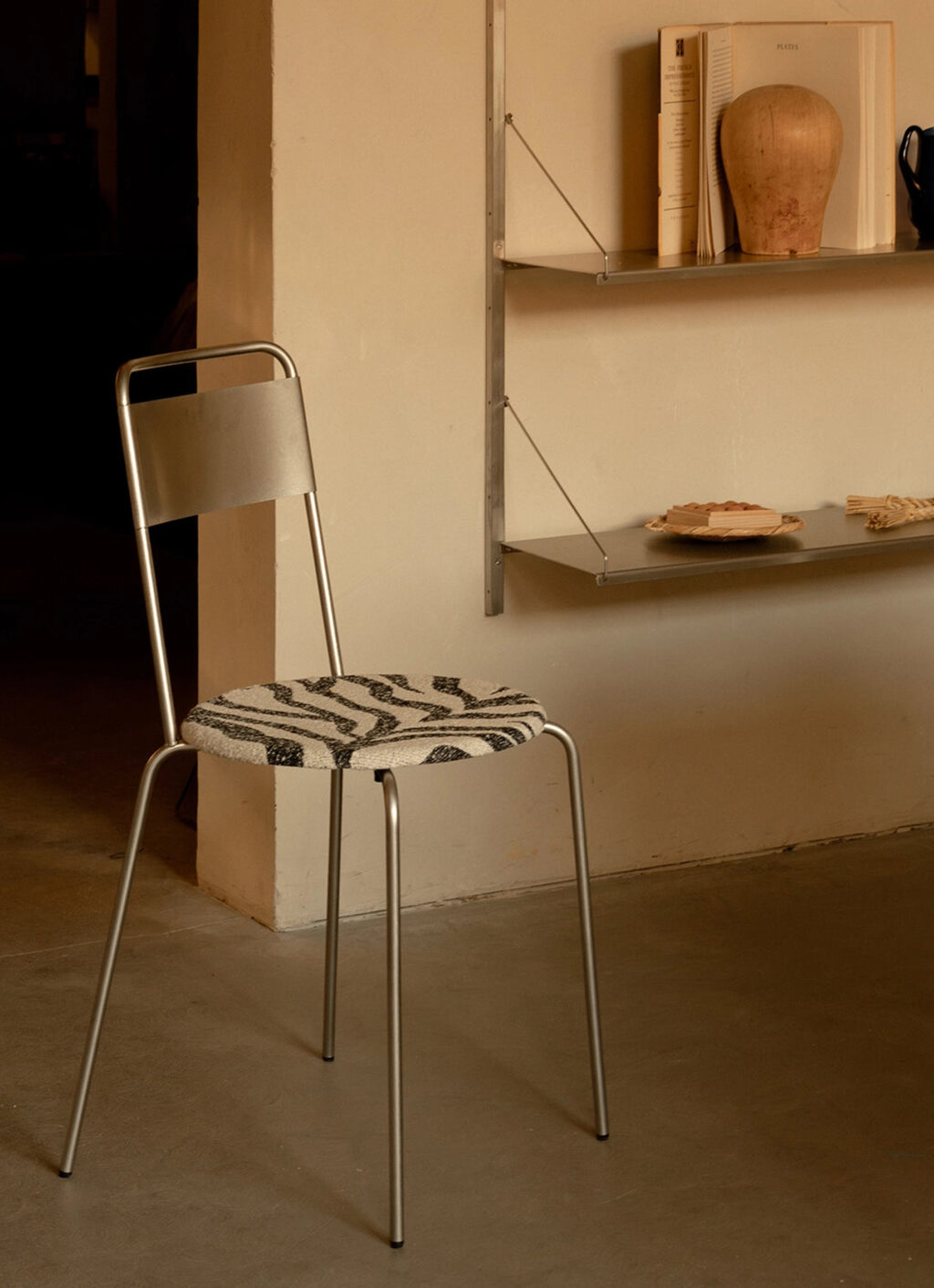 Frama - Petit Rond Chair - Stainless Steel - Zebra Fabric