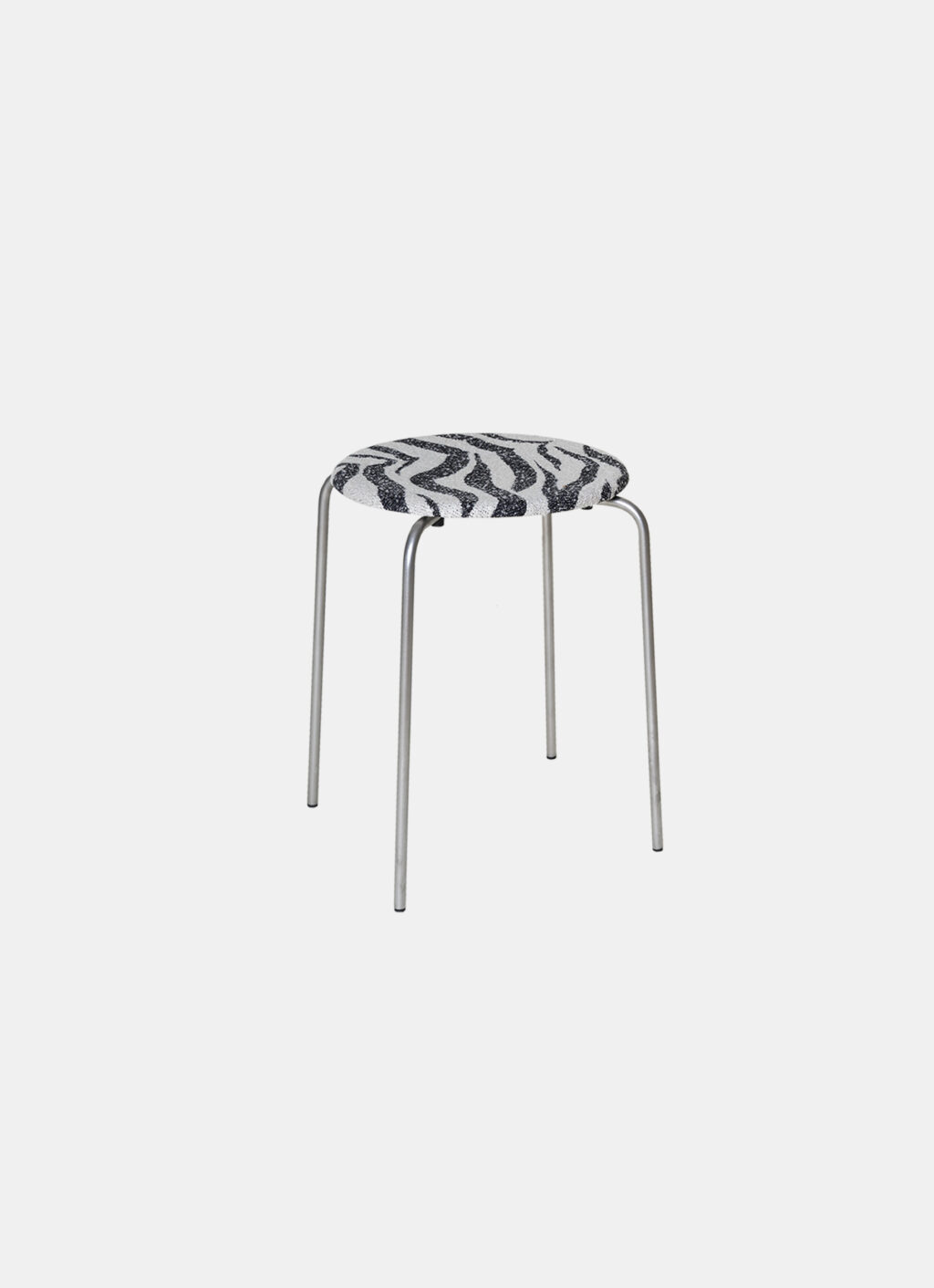 Frama - Petit Rond Stool - Stainless Steel - Zebra Fabric