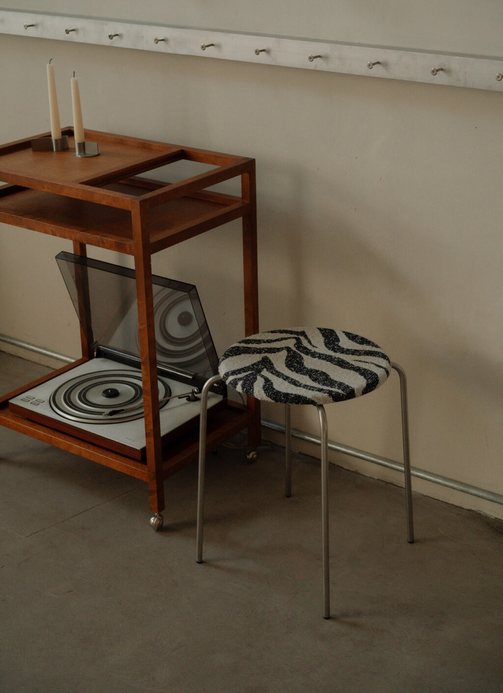 Frama - Petit Rond Stool - Stainless Steel - Zebra Fabric