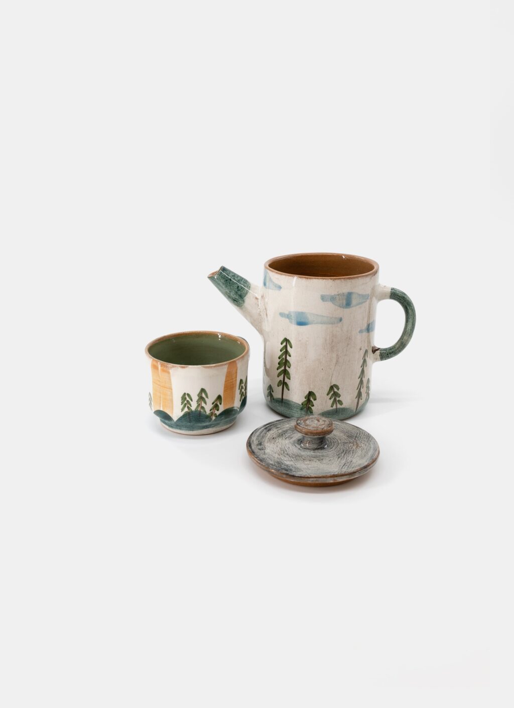 Ori Ceramic - Hand built - Hand painted - Tea pot and mug - Set
