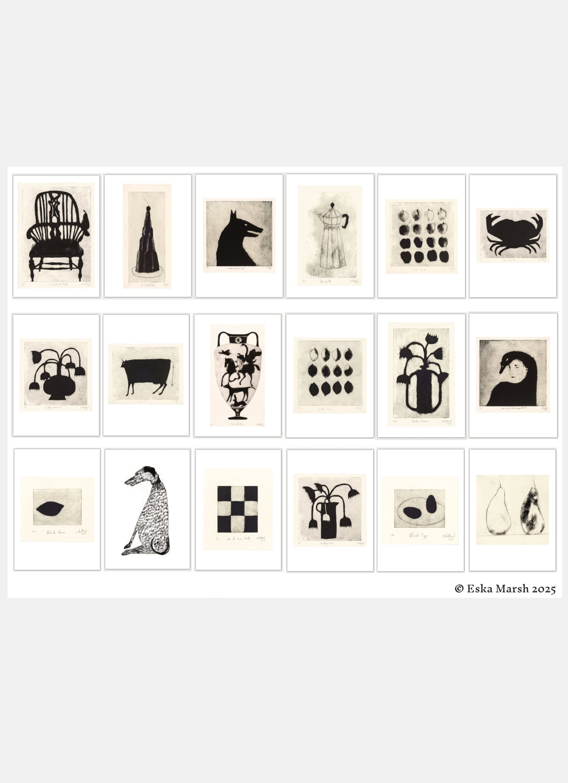 Volta - Handmade Walnut Frame & Eska Marsh - Set of 18 Postcards