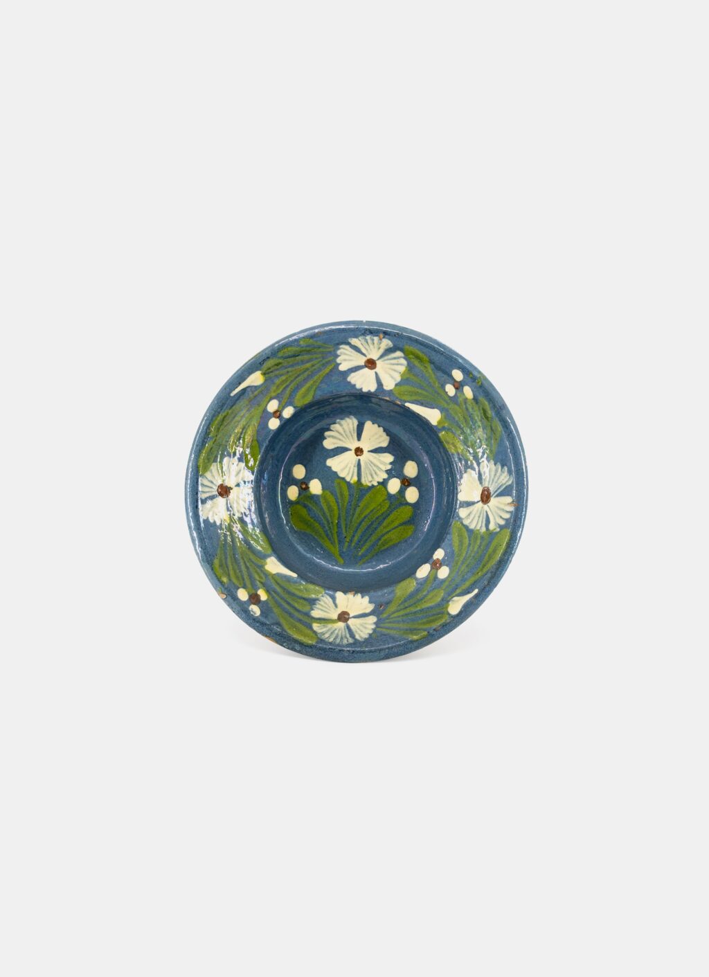 Horezu - Handmade Romanian Stoneware - Wall Plate - Blue