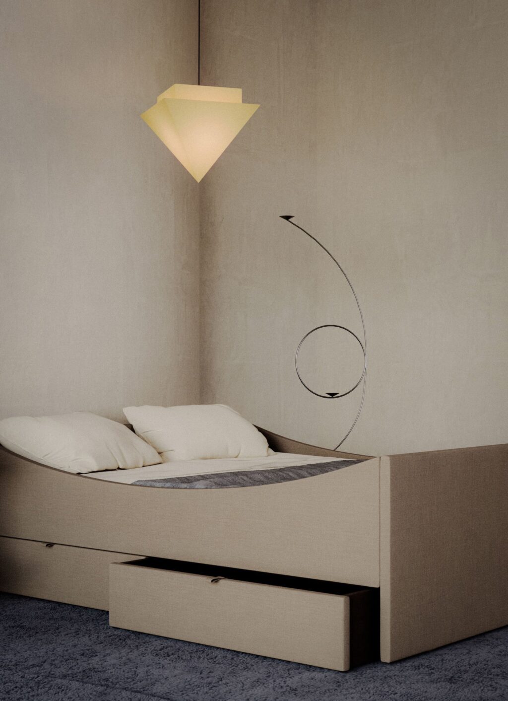 RYE - Curved Bed Frame with Drawers