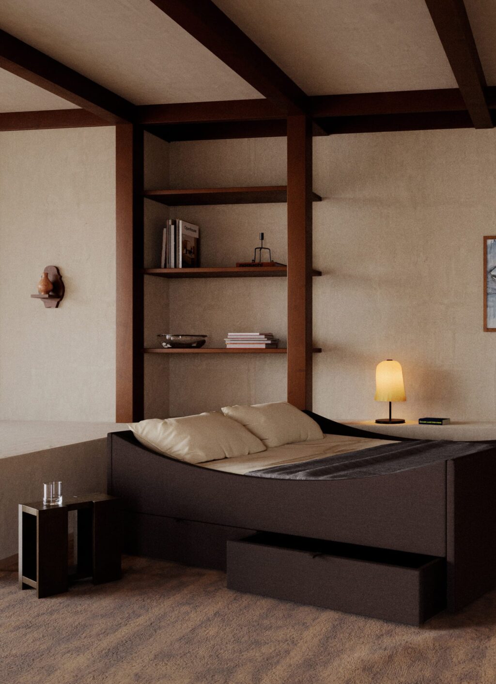 RYE - Curved Bed Frame with Drawers