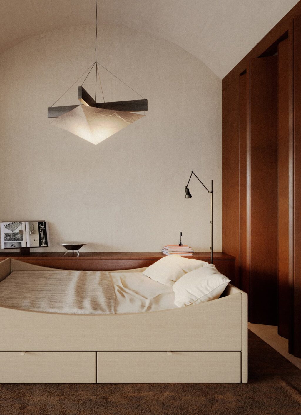 RYE - Curved Bed Frame with Drawers